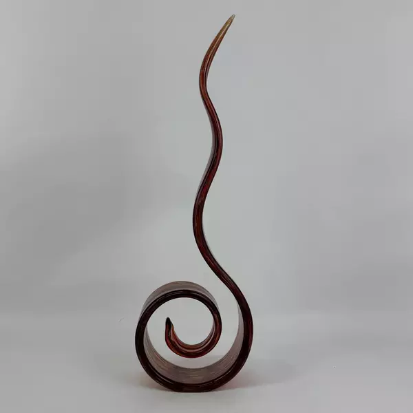 Murano Style Hand Blown Abstract Art Glass Sculpture 22.75 Inch Red And Gold