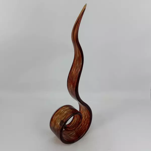 Murano Style Hand Blown Abstract Art Glass Sculpture 22.75 Inch Red And Gold