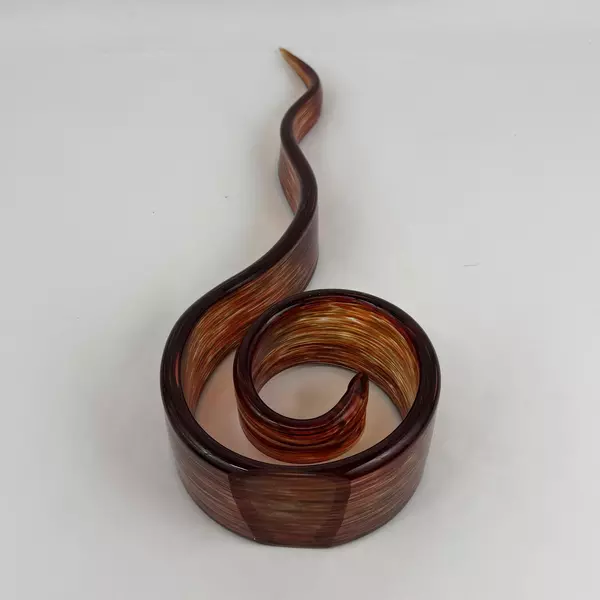 Murano Style Hand Blown Abstract Art Glass Sculpture 22.75 Inch Red And Gold