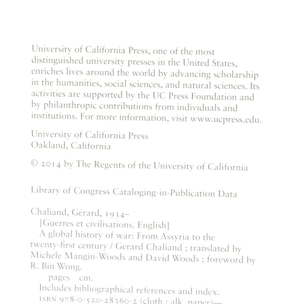 A Global History of War Gérard Chaliand 2014 Trade Paperback