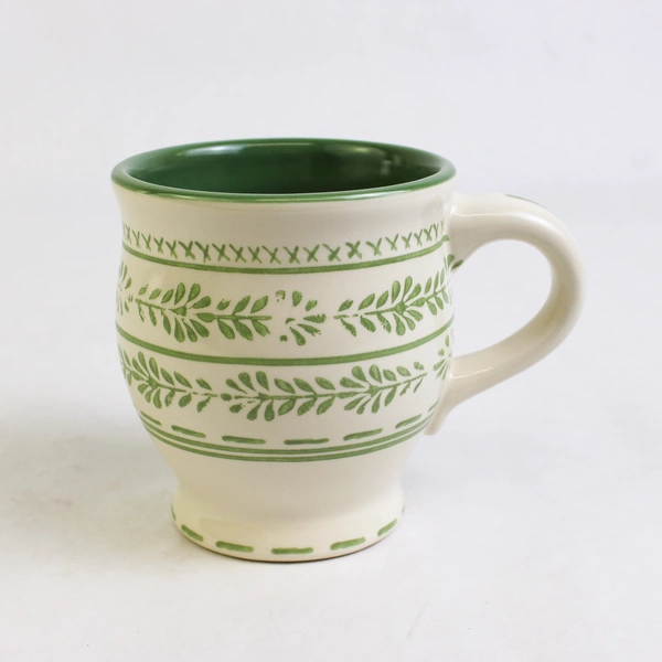Pfaltzgraff The Circle Of Kindness Pattern Ceramic Mug Green/White 4" Tall