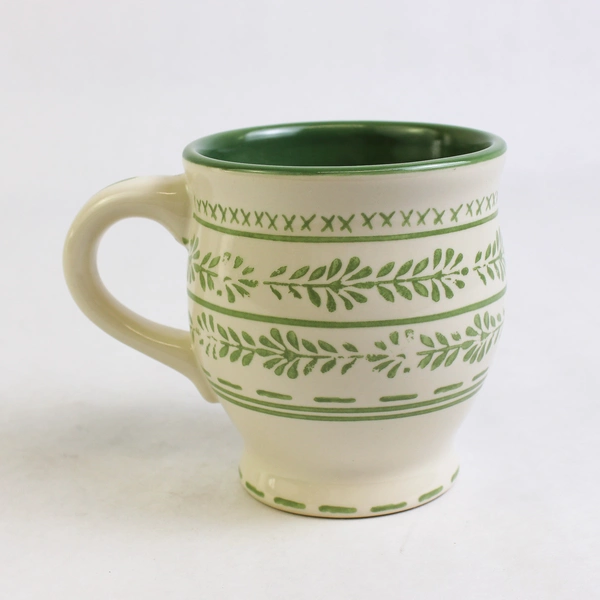 Pfaltzgraff The Circle Of Kindness Pattern Ceramic Mug Green/White 4" Tall