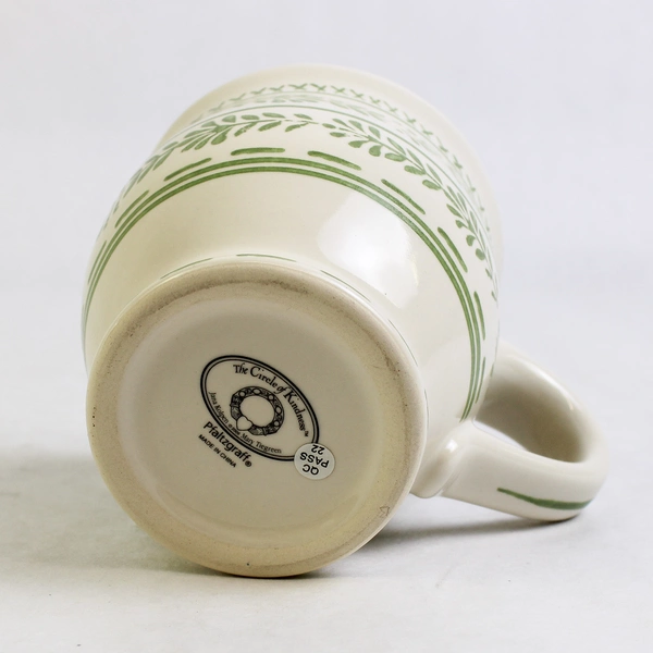 Pfaltzgraff The Circle Of Kindness Pattern Ceramic Mug Green/White 4" Tall