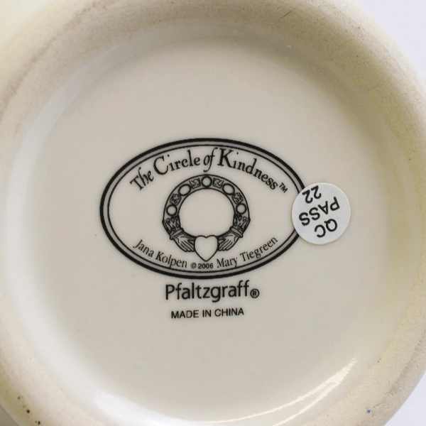 Pfaltzgraff The Circle Of Kindness Pattern Ceramic Mug Green/White 4" Tall