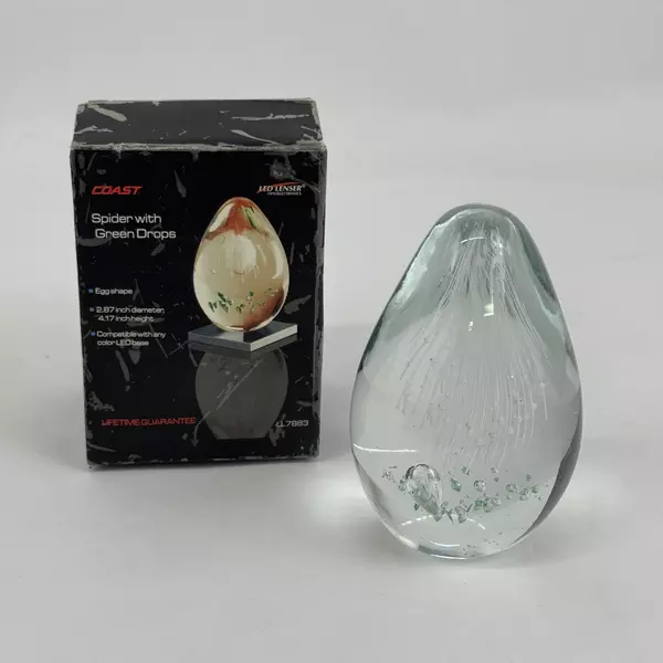 Coast Art Glass Paperweight Spiderweb With Green Dots