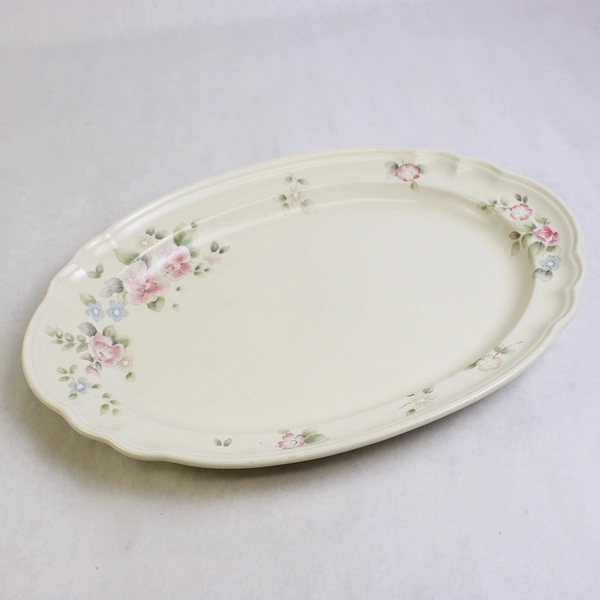 Pfaltzgraff Tea Rose Stoneware Pattern Oval Serving Platter 14.75" Long