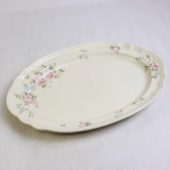 Pfaltzgraff Tea Rose Stoneware Pattern Oval Serving Platter 14.75" Long