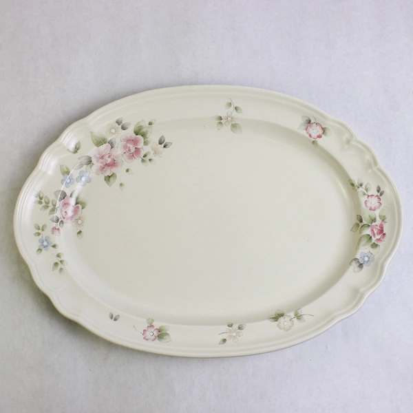 Pfaltzgraff Tea Rose Stoneware Pattern Oval Serving Platter 14.75" Long