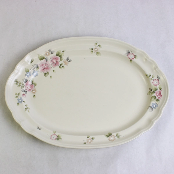 Pfaltzgraff Tea Rose Stoneware Pattern Oval Serving Platter 14.75" Stamp Error