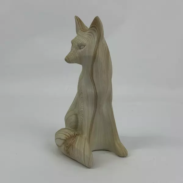 Ceramic Wood Grain Fox Sculpture