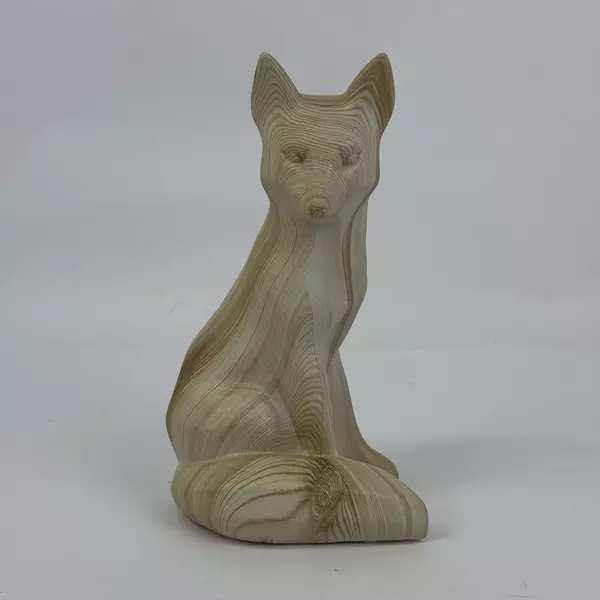 Ceramic Wood Grain Fox Sculpture
