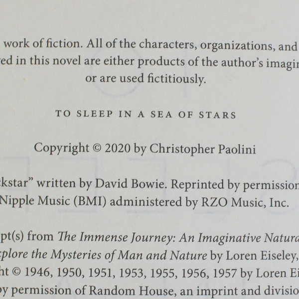 To Sleep in a Sea of Stars Christopher Paolini 2020 HC