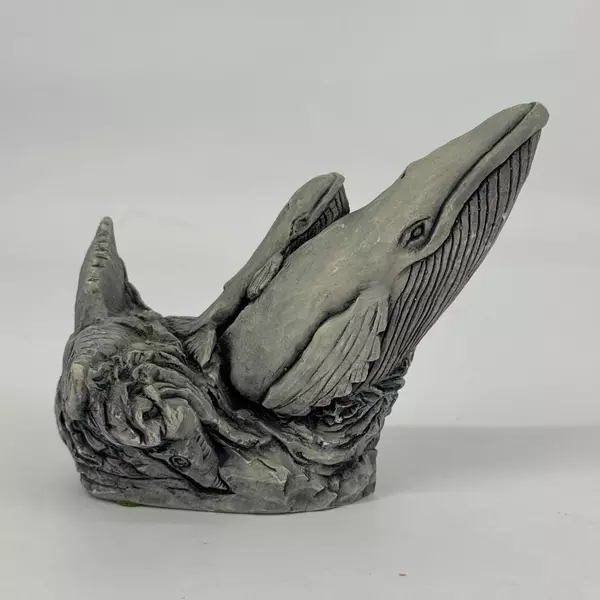 Mt St Helen's Ash Mother Whale With Calf Sculpture