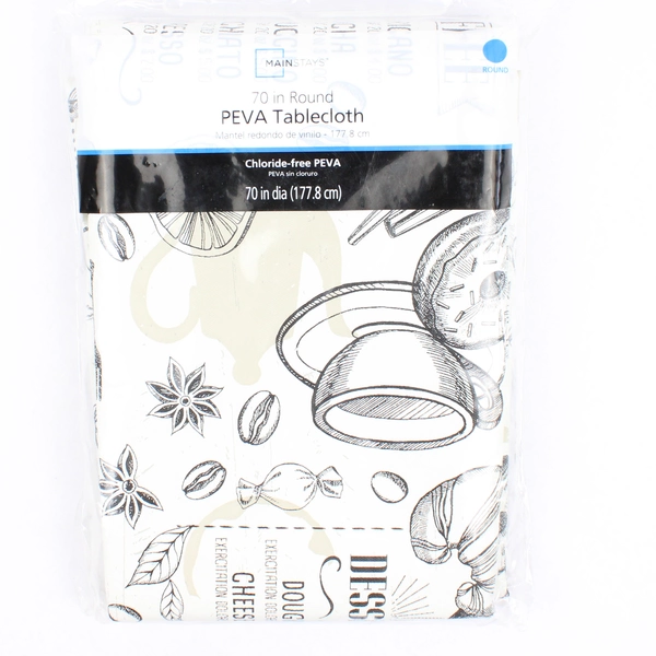 Walmart Mainstays 70" Round Vinyl Tablecloth 2018 Coffee/Tea Patterned