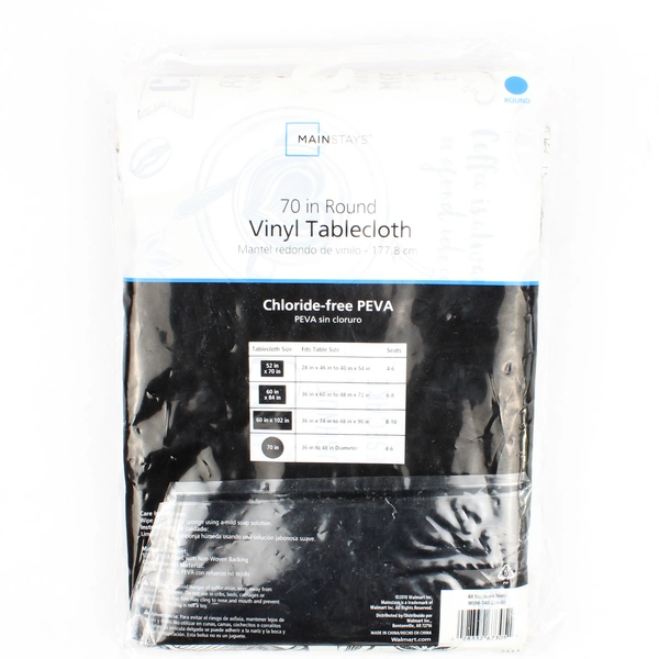 Walmart Mainstays 70" Round Vinyl Tablecloth 2018 Coffee/Tea Patterned