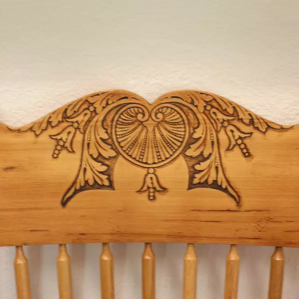 Tall Vintage Swivel Chair Wicker Seat Carved Wooden Backrest