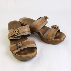 Dansko Jessie Brown Leather Lizard Platform Sandals Women's US Size 8.5