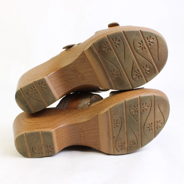 Dansko Jessie Brown Leather Lizard Platform Sandals Women's US Size 8.5