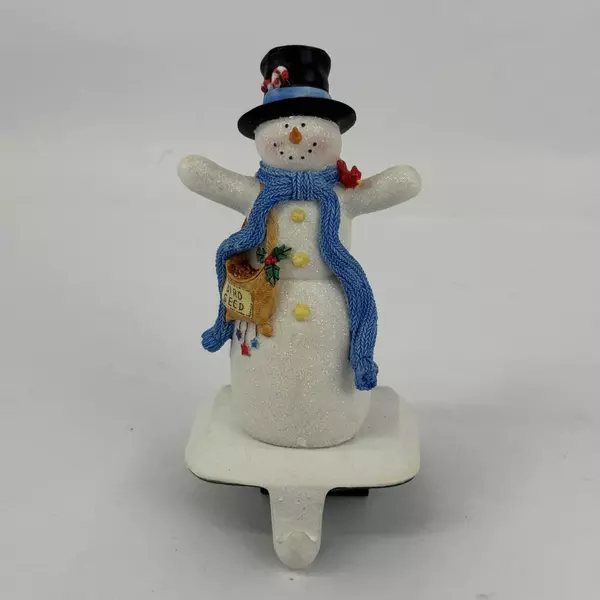 Hallmark Christmas Snowman Mantle Stocking Hanger Holder With Cast Iron Base