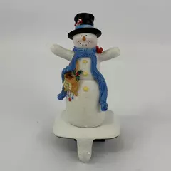 Hallmark Christmas Snowman Mantle Stocking Hanger Holder With Cast Iron Base
