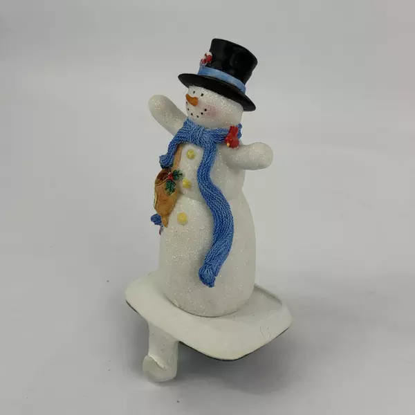 Hallmark Christmas Snowman Mantle Stocking Hanger Holder With Cast Iron Base