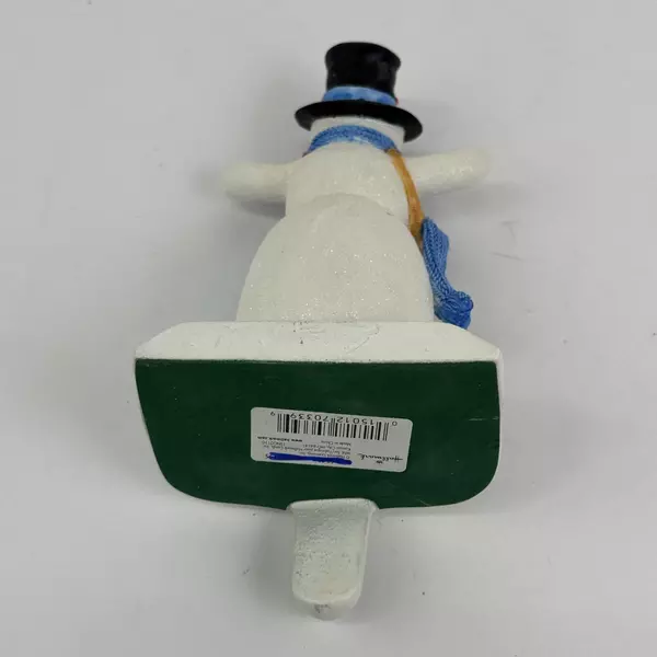 Hallmark Christmas Snowman Mantle Stocking Hanger Holder With Cast Iron Base