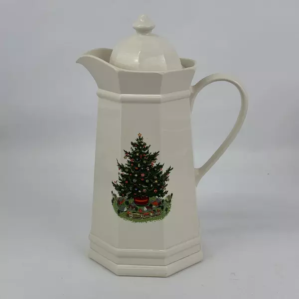 1992 Pfaltzgraff Kamenstein Glass Lined Thermos Carafe Christmas Tree