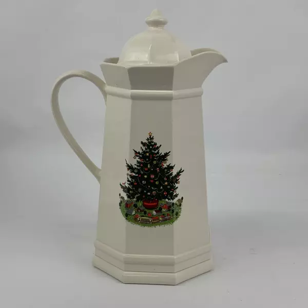 1992 Pfaltzgraff Kamenstein Glass Lined Thermos Carafe Christmas Tree