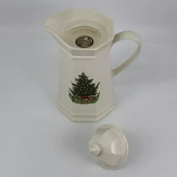 1992 Pfaltzgraff Kamenstein Glass Lined Thermos Carafe Christmas Tree