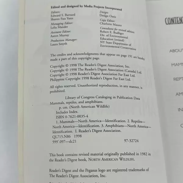 Mammals, Reptiles, and Amphibians: Reader's Digest North American Wildlife