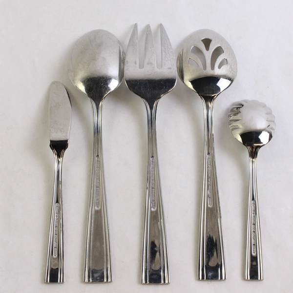 5 Piece Reed & Barton Woodlawn West End Stainless Steel Hostess Set