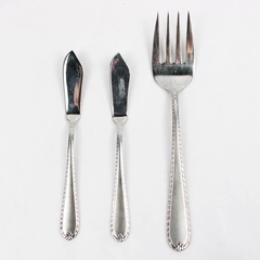 Lot Of 3 Hampton Silversmiths Rachelle-Frost (Stainless) Serving Fork & 2 Butter