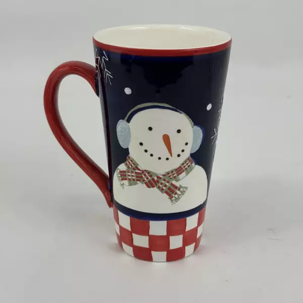 Zak Designs Debbie Mumm Snowman Portraits Tall Christmas Coffee Mug 6"