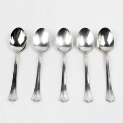 Lot Of 5 Pfaltzgraff Ellington (Stainless) Flatware Oval Soup Spoons