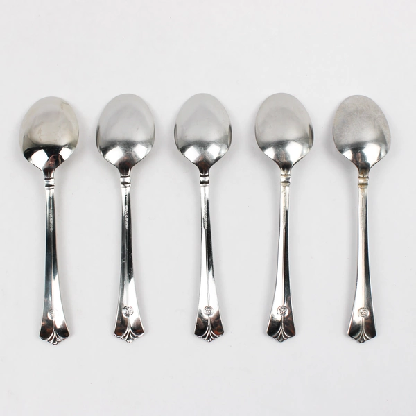 Lot Of 5 Pfaltzgraff Ellington (Stainless) Flatware Oval Soup Spoons