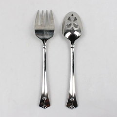 Lot Of 2 Pfaltzgraff Ellington (Stainless) Flatware Serving Fork & Slotted Spoon
