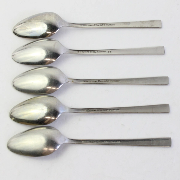 VTG Set of 5 International Silver Evangeline Stainless Steel Teaspoons