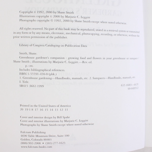 Greenhouse Gardener's Companion by Shane Smith Revised Expanded 2000 PB