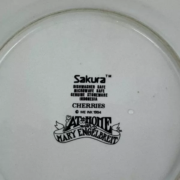 1994 Mary Engelbreit Cherries Sakura At Home  8 1/4 inch Salad Plate
