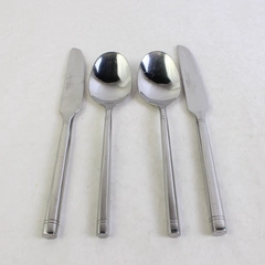 Lot Of 4 Hampton Silversmiths Ritz-Glossy (Stainless) Flatware 2 Soup & 2 Knives