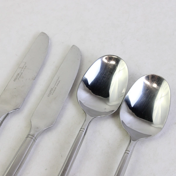 Lot Of 4 Hampton Silversmiths Ritz-Glossy (Stainless) Flatware 2 Soup & 2 Knives