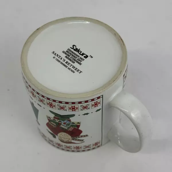 Sakura Santa's Retweet by Debbie Mumm Mug Cup Stoneware 1998