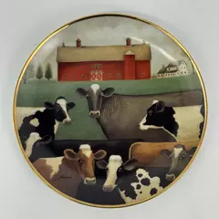 Franklin Mint Lowell Herrero The Gathering Collector Cow Plate American Folk