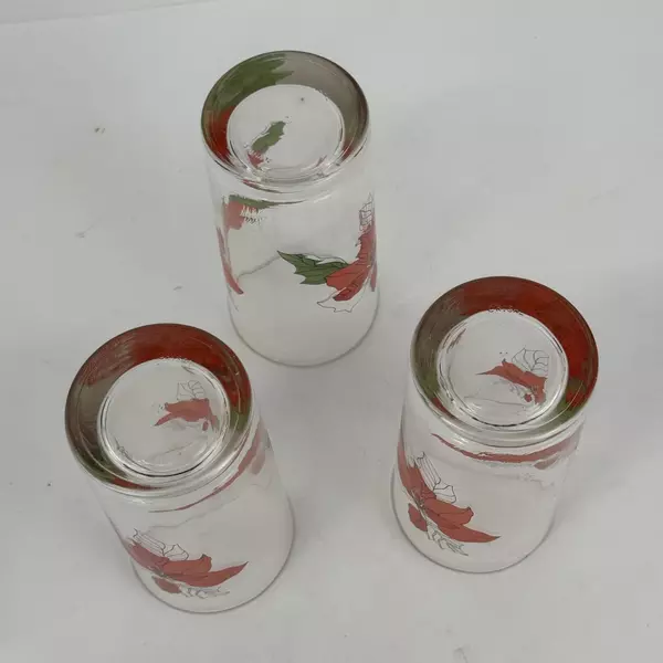 Lot of 3 Block Poinsettia 12 Oz. Tumbler Glasses by Mary Lou Goertzen