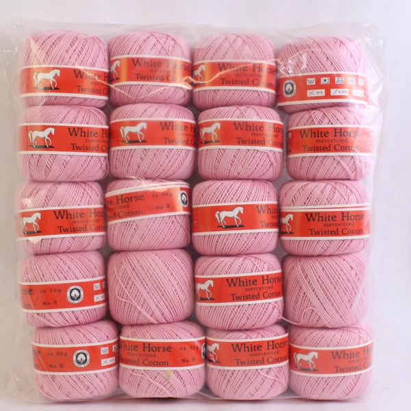 Lot of 20 White Horse Mercerized Twisted Cotton Yarn Skeins Pink NEW