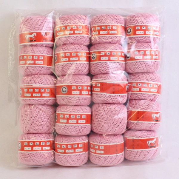Lot of 20 White Horse Mercerized Twisted Cotton Yarn Skeins Pink NEW