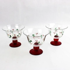 Set Of 3 Pfaltzgraff Winterberry Hand Painted Footed Dessert Bowls
