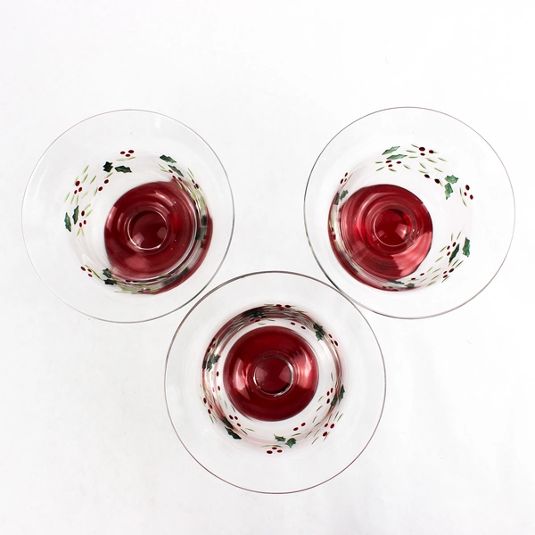 Set Of 3 Pfaltzgraff Winterberry Hand Painted Footed Dessert Bowls