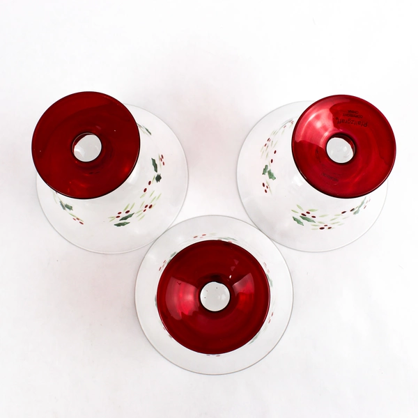 Set Of 3 Pfaltzgraff Winterberry Hand Painted Footed Dessert Bowls