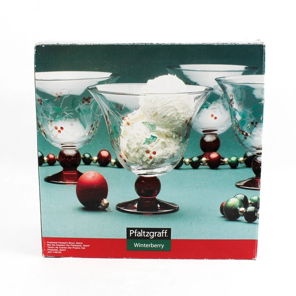 Set Of 3 Pfaltzgraff Winterberry Hand Painted Footed Dessert Bowls